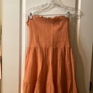 Anthropologie Strapless Orange Dress